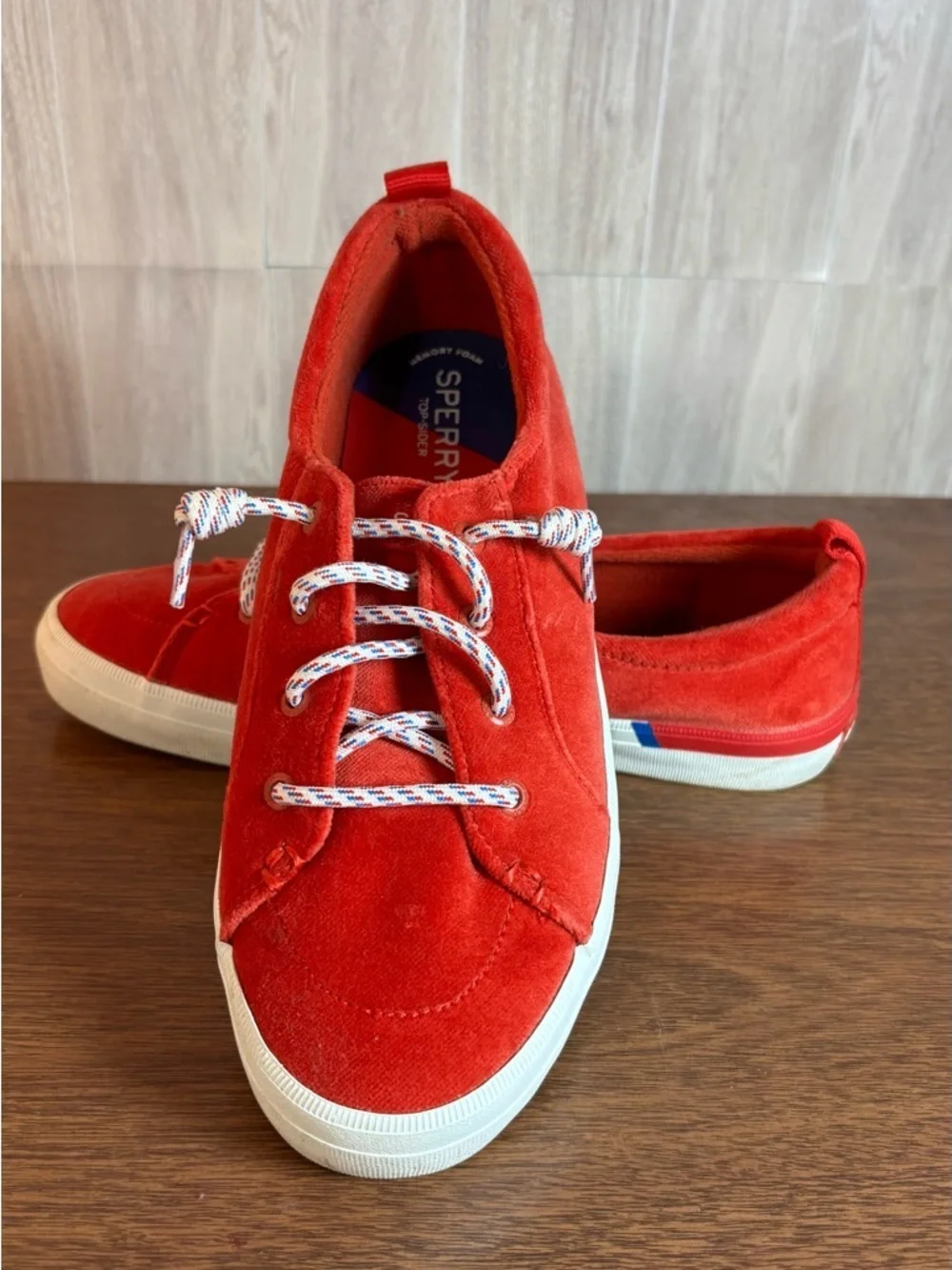 Sperry Red Suede Low-Profile Slip-On Sneaker Size 8.5